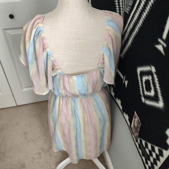 💐NWT Andree by Unit Pastel Rainbow Midi Flowy Sleeve Dress, Medium - Picture 8 of 9